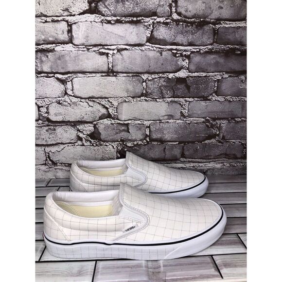 Vans Classic Slip-On Checkerboard Day White Canvas Sneakers Shoes Women 9.5M US - Picture 5 of 16